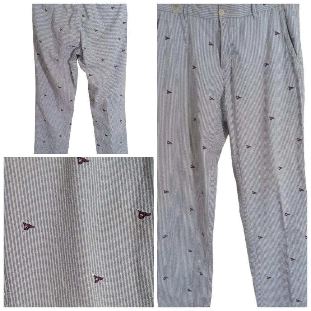 Ralph Lauren Seersucker Embroidered Pants Size 34/30